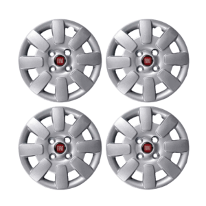 Kit copponi ruota 13″ con logo rosso FIAT PANDA 2012 IN POI COLORE GRIGIO ALLUMINIO